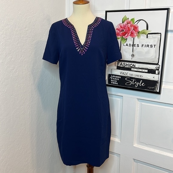 NWT Trina Turk Navy Heatwave Dress Size 4 - Picture 3 of 10